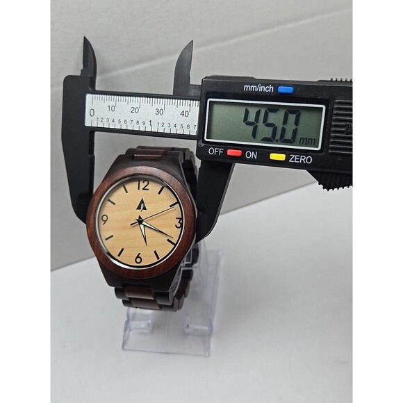 Treehut Wood Wrist Watch Red Ebony Maple Dial Quartz Minimalist New Battery 45mm - Picture 4 of 12